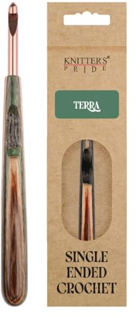 Knitter's Pride Terra Häkelnadel 2,25 mm - 1 Stück | Konisch geformte Spitze, komfortabler Griff, leicht und ideal für traditionelle Häkelprojekte.
