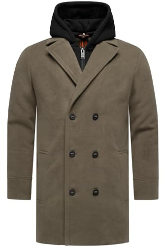 STONE HARBOUR Herren Mantel in Wollmantel-Optik langer Trenchcoat mit herausnehmbaren Inlay Darioon XX S-3XL