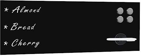 Magnetwand Glas Whiteboard Magnetisch – Rahmenloses Design aus Gehärtetem Sicherheitsglas, Trocken Abwischbar & Robust, In Schwarz, Ideal für Büro, Schule & Zuhause, Inklusive Montagekit 60x20 cm