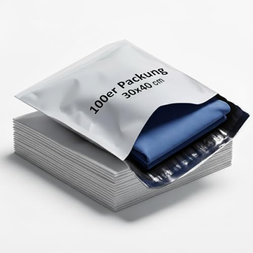 Roxlin Versandtaschen Versandbeutel Blickdicht Plastik, Trompete Versandtueten Kunststoff Selbstklebend Verschiedene Maße – Für den Transport von Kleidung, Gütern und Textilien (100, 30x40 cm)