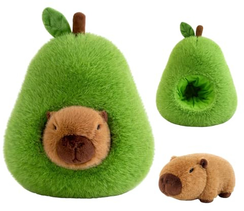 GvRfniT Capybara Plüschtier, Capybara Kuscheltier, 35 cm Größe Avocado Kabibara Kuscheltier Design 2 In 1, Capibara Kuscheltiere Für Erwachsene, Stressabbau Und Dekoration