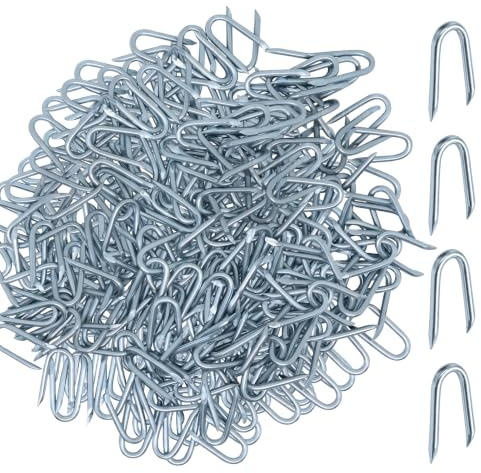 300 Pcs Grapas en Forma de U, Clavos en U para Cercas | Grapas Galvanizadas, para Cercas de Malla Gallinero, Fijación de Alambre de jardín, Jabalina, tela antihierbas