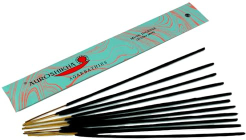 Auroshikha Räucherstäbchen - Indische Aromadüfte, Musk Incense | Handgefertigte Räucherstäbchen, 10 g Packung, traditionelle Herstellung, sozial verantwortlich, aus dem Sri Aurobindo Ashram.
