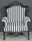 Casa Padrino Barock Sessel Schwarz/Weiß 85 x 85 x H. 120 cm - Barockstil Wohnzimmer Sessel mit Streifen
