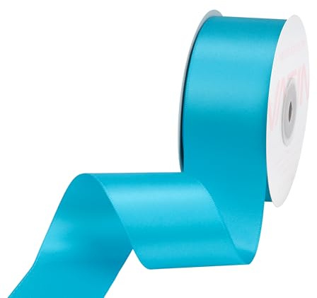 VATIN 38mm inches Wide Double Faced Polyester Copen Blue Satin Ribbon Continuous Ribbon- 23 Metre, Perfect for Wedding, Gift Wrapping, Bow Making& Other Projects