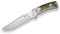 Cuchillo montero Joker Gamo CC46, enterizo, con cachas en asta de ciervo y hoja MOVA de 15,5 cm, lomo dentado, herramienta de pesca, caza, camping y senderismo