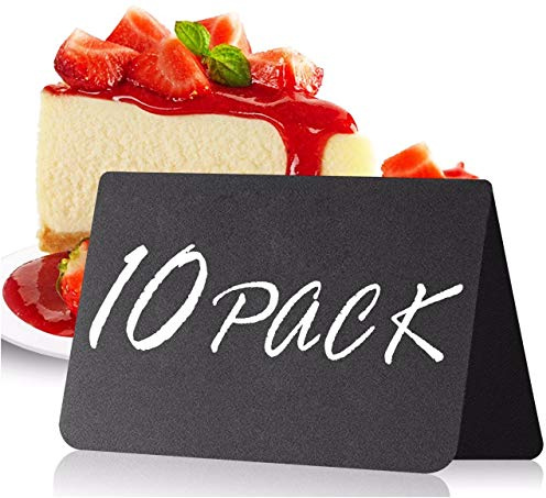 10 Carteles Reservado Mesa Pizarra Negra - Mini Letreros de Mesa Doble Cara para Comida Buffet, Eventos, Precios y Nombres - Portaprecios 10x7 cm para Frutería y Panadería - Etiquetas Reutilizables