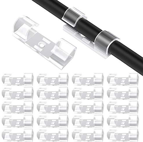 20 clips autoadhesivos para cables, organizador de cables eléctrico, organizador de cables de plástico, clip organizador de cables para asegurar cables