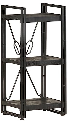vidaXL Mangoholz Massiv Bücherregal 3 Fächer Industriestil Standregal Büroregal Wandregal Lagerregal Regal Haushaltsregal Schwarz 40x30x80cm