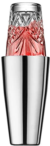 Godinger Cocktail Shaker, Martini Shaker, Boston Shaker, Stainless Cup and Crystal Glass to Mix Drinks - Dublin Collection