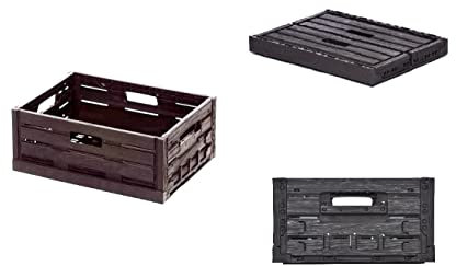 Faltbox in Holzoptik 40x30x16 dunkelbraun * schwarz Klappbox für Obst, Gemüse * Obstkiste Gemüsekiste Holz