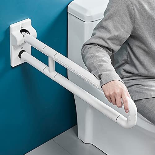 Wandstützgriff Edelstahl Stützhilfe Haltegriff,WC Griff Aufstehhilfe,Haltegriff Für WC Klappgriff,Haltegriff Rutschfest Wandmontage,Toiletten Sicherheits Haltegriff,White (70cm/27.6in)