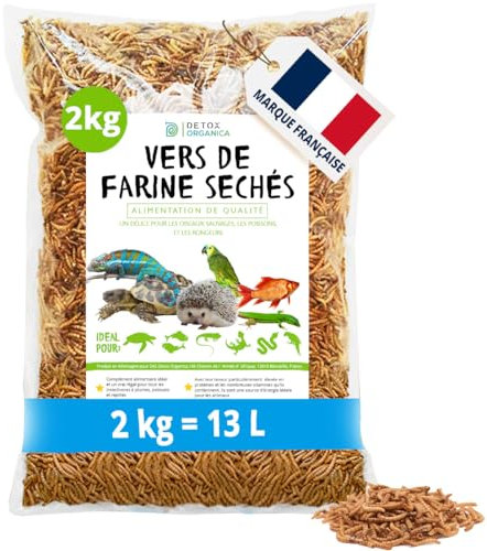 vers de Farine Séchés -2 kg = 13000ml-Nourriture pour Poissons, Oiseaux, Tortues, Hérissons, Rongeurs et Reptiles
