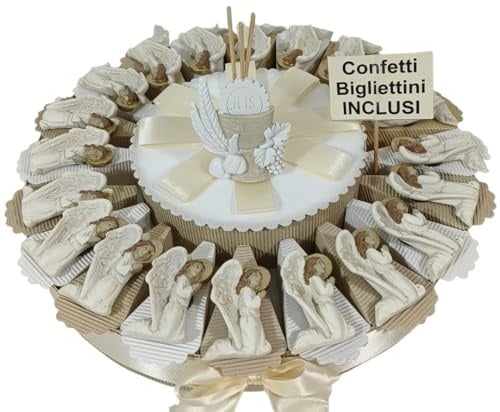 Torta bomboniere comunione bimba calamite angioletti + centrale calice profumatore confetti e biglietti inclusi (20 fette) ULT