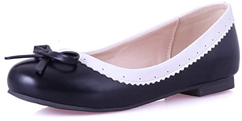 Bviennic Ballerina Flats Women Round Toe Slip On Dolly Shoes with Bows Casual Walking Comfy Wedding Bride Ballet Loafers Girls Shoes Black Size 10.5 UK-48CN