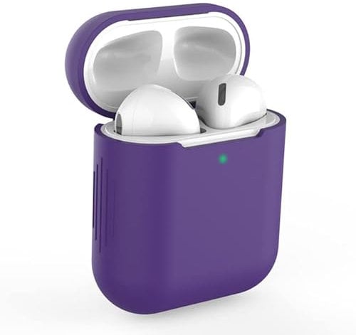 Silicone Protective Case/Cover Compatible with AirPods 1 & 2 [Dark Purple]