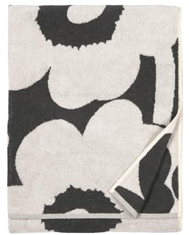 Marimekko - Badetuch, Duschtuch - Unikko - Baumwolle - Farbe: Charcoal-Off White - 70 x 150 cm
