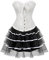 Grebrafan Burlesque Corsage Korsett mit Tütü Tüllrock Jacquard Korsage Kostüm Damen (EUR(30-32) XS, Weiß)