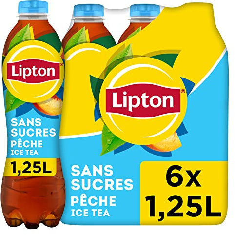 LIPTON - Ice Tea Saveur Pêche - Sans Sucres - 6x1,25L