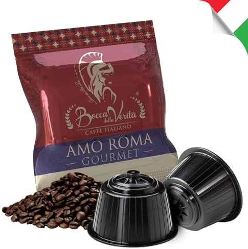 BOCCA DELLA VERITA - Boîte de 60 capsules de café italien AMO ROMA Gourmet, Capsules compatibles avec la machine à café Nescafe® Dolce Gusto®, 100% Made in Italy