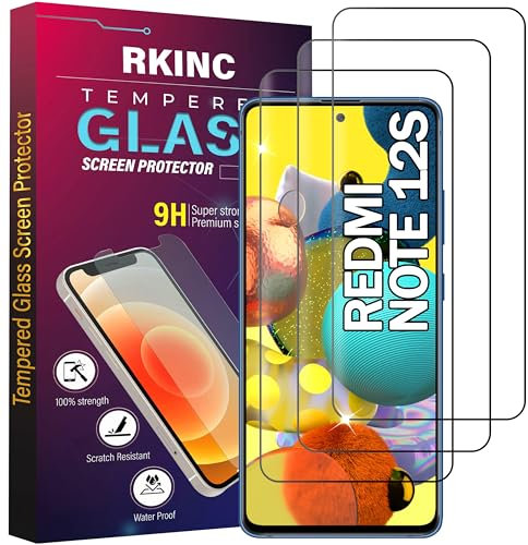 RKINC Protector pantalla [3 Piezas] para Xiaomi Redmi Note 12S, Cristal templado película de vidrio, 9H 0.33 mm [Anti-rasguño][Anti-rotura][Sin burbujas][Garantía de por vida]