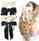 TOPBELIEF Barrettes à Cheveux en Satin Soyeux, 4 Pièces Arcs à Cheveux Grand Pinces à Cheveux, Pinces à Cheveux avec nœud, Pinces à Cheveux en Tissu français pour Femme, Noeud Cheveux, Beige, Noir