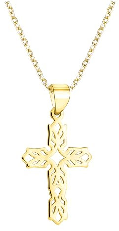 Sofia Milani - Damen Halskette 925 Silber - vergoldet/golden - Gemustertes Kreuz Anhänger - N0697