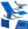 SoBuy Sonnenliege Gartenliege wetterfest Liegestuhl Schaukelstuhl mit Kopfkissen Relaxliege Schaukelliege Strandliege Outdoor Terrasse Balkon Camping bis 150 kg Kleinblau Gartenmöbel OGS28-KB