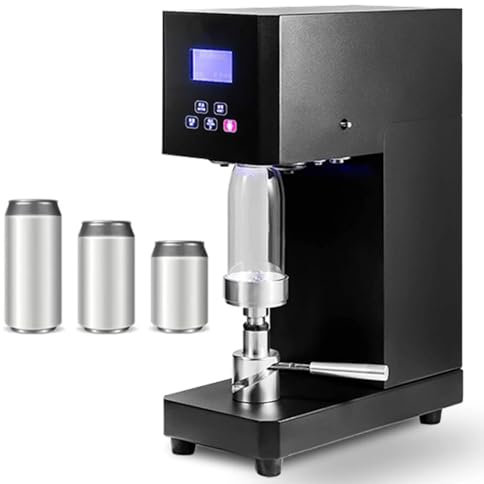 Hydravex Can Seamer Smart Semi-Automatic Can Sealer Intelligent Beer Can Sealing Height Adjustable Tin Can Sealer Machine 55 mm/2.2 inch Dia Electric Can Sealing Machine for Commercial Home Use,Black