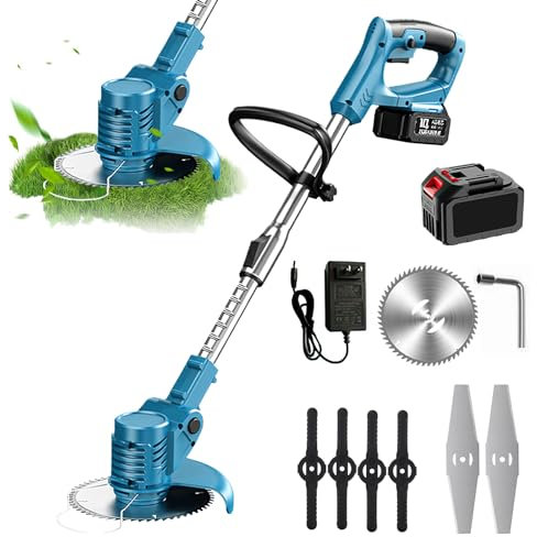 480 W tosaerba e taglio bordo senza fili, 21 V tosaerba domestico senza fili, piccola casa, ricaricabile, nuovo tosaerba con cortile d'erba portatile multifunzione (T1)