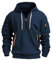 MakingDa Felpa in Pile Uomo Felpa con Cappuccio 1/4 Zip Fleece Fodera Invernale 3 Taschino Camicia Felpata Manica Lunga Comodo Calda Maglia Tuta Sportiva Pullover Casual Hoodie Grigio Chiaro XXXL