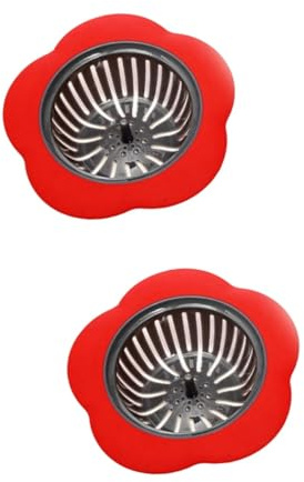 jojofuny Lot De 2 Filtres Dévier En Plastique Rouge À Motif Floral Pour Évier De Cuisine