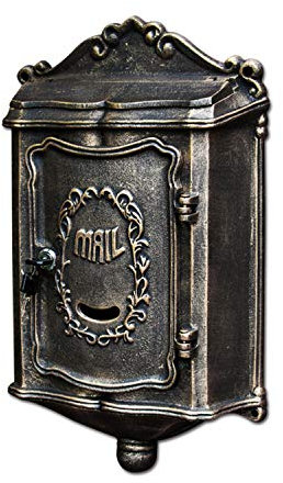 Briefkasten im Vintage-Stil, antikes Messing, abschließbar, Wandmontage, Shabby-Chic-Briefkasten mit Schlüsseln für Tordekoration