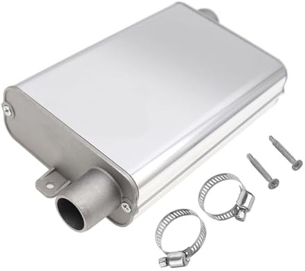 24mm Kleiner Edelstahl Abgasschalldämpfer für Stromerzeuger Auto Auspuffrohr Standheizung mit 2 klammern für Ebespacher Luft Diesel Heizung (Silber)