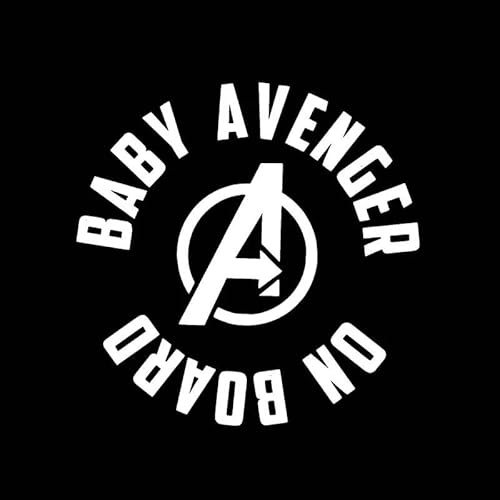 JIFENLI Autoaufkleber 13,1 cm * 13 cm BABY AVENGER AN BORD Lustige Sicherheit Vinyl Auto Aufkleber Aufkleber Zeichen Schwarz Silber
