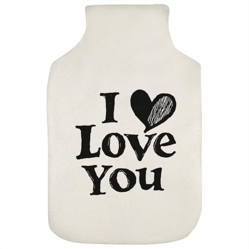 Azeeda 'I Love You with Heart' Hot Water Bottle Cover (HW00038528) | Soft Fabric Case for Bedtime, Winter Warmth, Home and Gifts