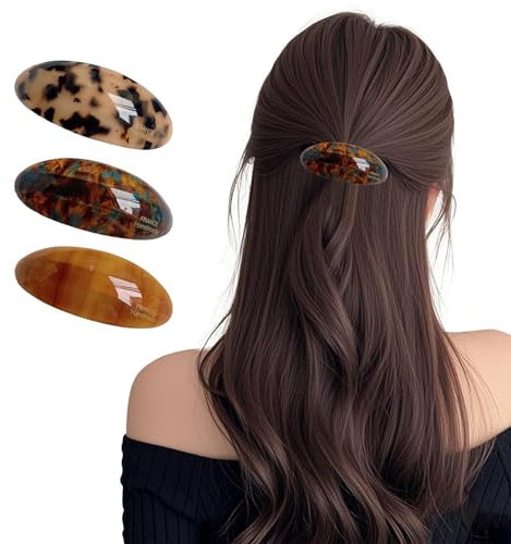 FDHBDF 3 Stück Acetat-Haarspangen, große Vintage-Damen-Haar-Accessoires, französische Schildkrötenspangen für dickes Haar, Mädchen-Accessoires für dickes Haar