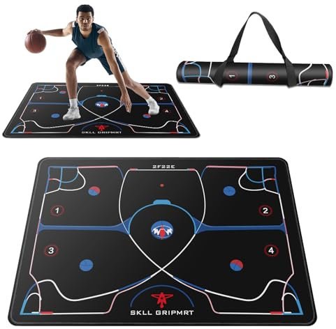 Portable Basketball Footwork Training Mat, Agility Footstep Training Mat, Basketball Pads for Training All Levels, Non-Slip Silent Equipment for All Ages to Improve Speed, Strength and Coordination