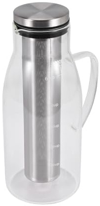 Qusedwey Cold Brew Coffee Maker,Iced Tea Pitcher Infuser with Lid&Scale,Dual Use Filter Coffee Pot,51Oz/1.5L