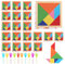 Tangram Kinder Holz Puzzle 20Pcs Kleine Mitbringsel Give Aways Mitgebsel Kindergeburtstag Schule + 10 Klatschhand Travel Montessori Holzpuzzle Spielzeug Geschenke Gastgeschenke Geburtstag Mini Set