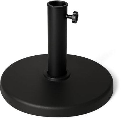 KEPLIN 9kg Cast Iron Effect Parasol Base – Heavy Duty Metal Garden Patio Furniture Stand for Umbrella, Canopy, Gazebo, Awning etc. – Diameter 45mm (9 kg, Black (Plain))