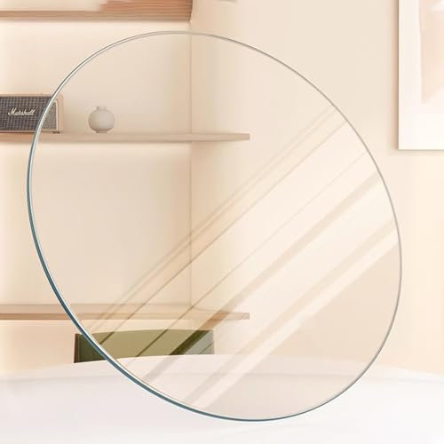 YUEKOPOU Runde Tischplatte aus gehärtetem Glas – 38 Zoll, bruchsicher und hitzebeständig, transparenter Kreis for Küchen-Esstisch(50CM(20INCH))