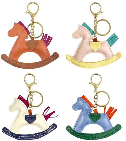 4 Pièces en Cuir Clés De Cheval, Créatif Personnalisé, Clés De Poney Drôle, Ornement De Pendentif Sac Élé, Accessoires Clés Mignons.