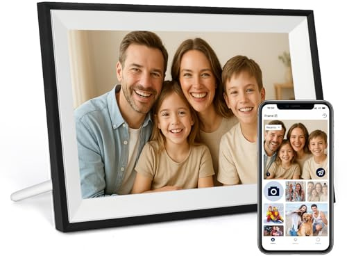 Humblestead Digitaler Bilderrahmen 10,1 Zoll (25,7 cm), WLAN, IPS-Touchscreen, intelligente Cloud, Bilderrahmen 32 GB, teilen Sie Ihre Fotos oder Videos über die Aimor-App, automatische Rotation