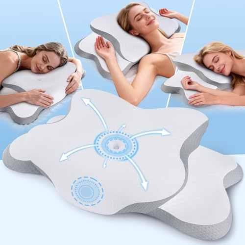 XSIVOD Ergonomisches Kopfkissen Memory Foam Kissen Nackenstützkissen Weiß | Orthopädisches Schlafkissen mit Kühleffekt, atmungsaktiver Memory Schaum, geeignet für Seiten-, Rücken- und Bauchschläfer