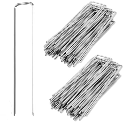 Mein HERZ Erdanker Bodenanke, 100 Stück Unkrautvlies Haken,U-Förmige Erdnägel für Kunstrasen Gartenvlies Unkrautvlies Zaun & Camping-150mm*30mm,Ø3mm