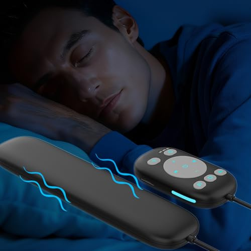 HALCONTORNO Pillow Speaker with Remote for Sleeping - Bone Conduction Speaker with 6 Built-in White Noise, Silent Bluetooth Speakers Under Pillow, Portable Sleep Bar for Travel (Black)