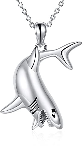 HLTYGWX Meerestier-Halskette mit Hai-/Delfin-/Hammerhai-/Gelee-/Wal-Anhänger-Halskette, Meerestier-Schmuck für Frauen
