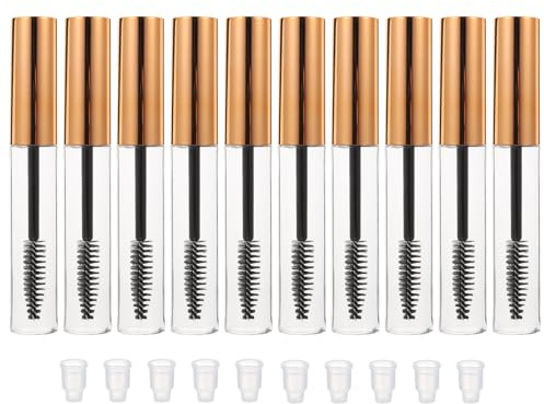 OUNONA Leere 10ml Wimperncreme Mascara Behälter mit Transparentem Design und Wimpernbürstchen 10 Stück aus Kunststoff zum Nachfüllen für Kosmetik und Beauty Anwendungen
