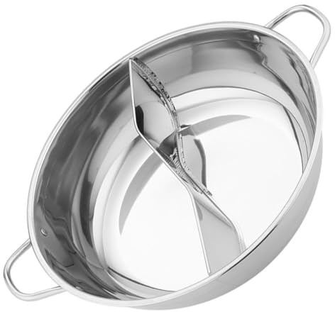 TOYANDONA Edelstahl Hotpot Topf mit Trennwand 30cm Doppelt Geteilter Suppentopf für Induktionsherde Haushalts Feuertopf für Familien und Mahlzeiten